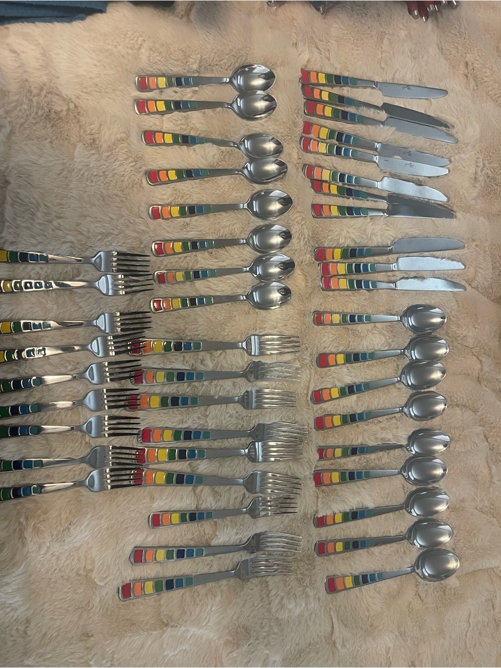 Fiesta Multicolor Striped Handle Flatware Set VGUC